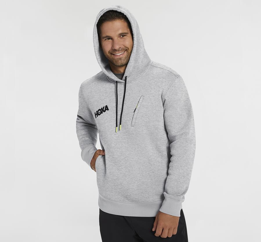 Hoka Australia One One Performance - Mens Hoodie Grey - BRIGZ-8346